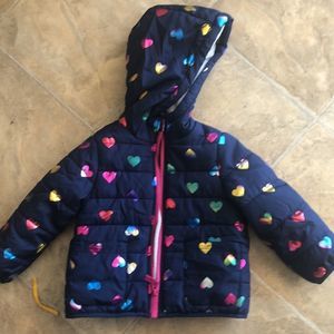 Carters Girls 2T Warm WinterFleece Lined WindBreaker/Puffer Colored Heart Jacke